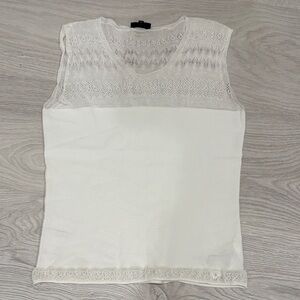 Escada White Lace Accent Sweater Tank Top
